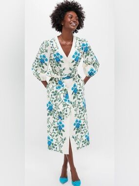 Tuckernuck Cerulean Vine Cotton Poplin Lachlan Dress Size Large